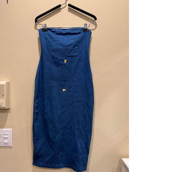 NEW Size S Susana Monaco Strapless Midi Dress in Light Denim REVOLVE MSRP $158 - Picture 4 of 9